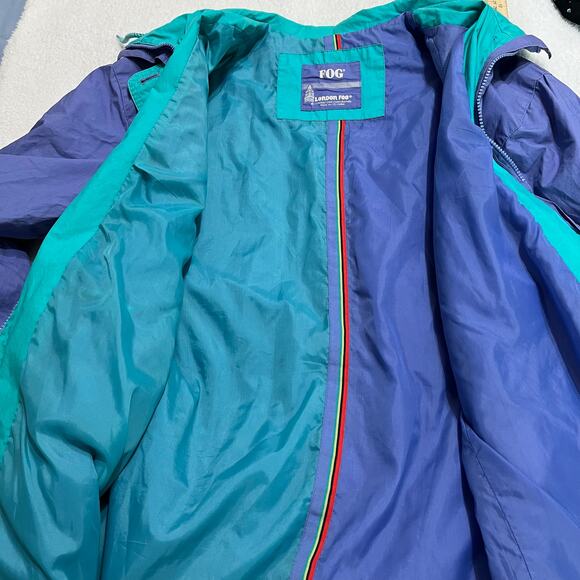 London Fog Women’s Windbreaker Sz Medium Purple/Green Drawstring Fully Lined - Picture 5 of 9